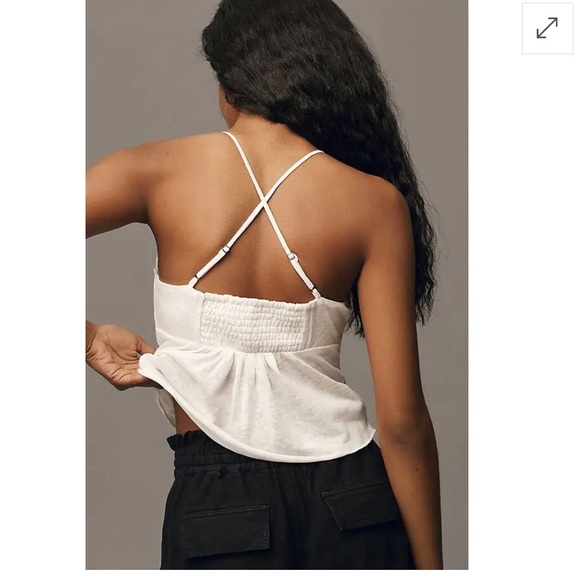 Anthropologie - camisole, handkerchief style white tank, L - Picture 2 of 13